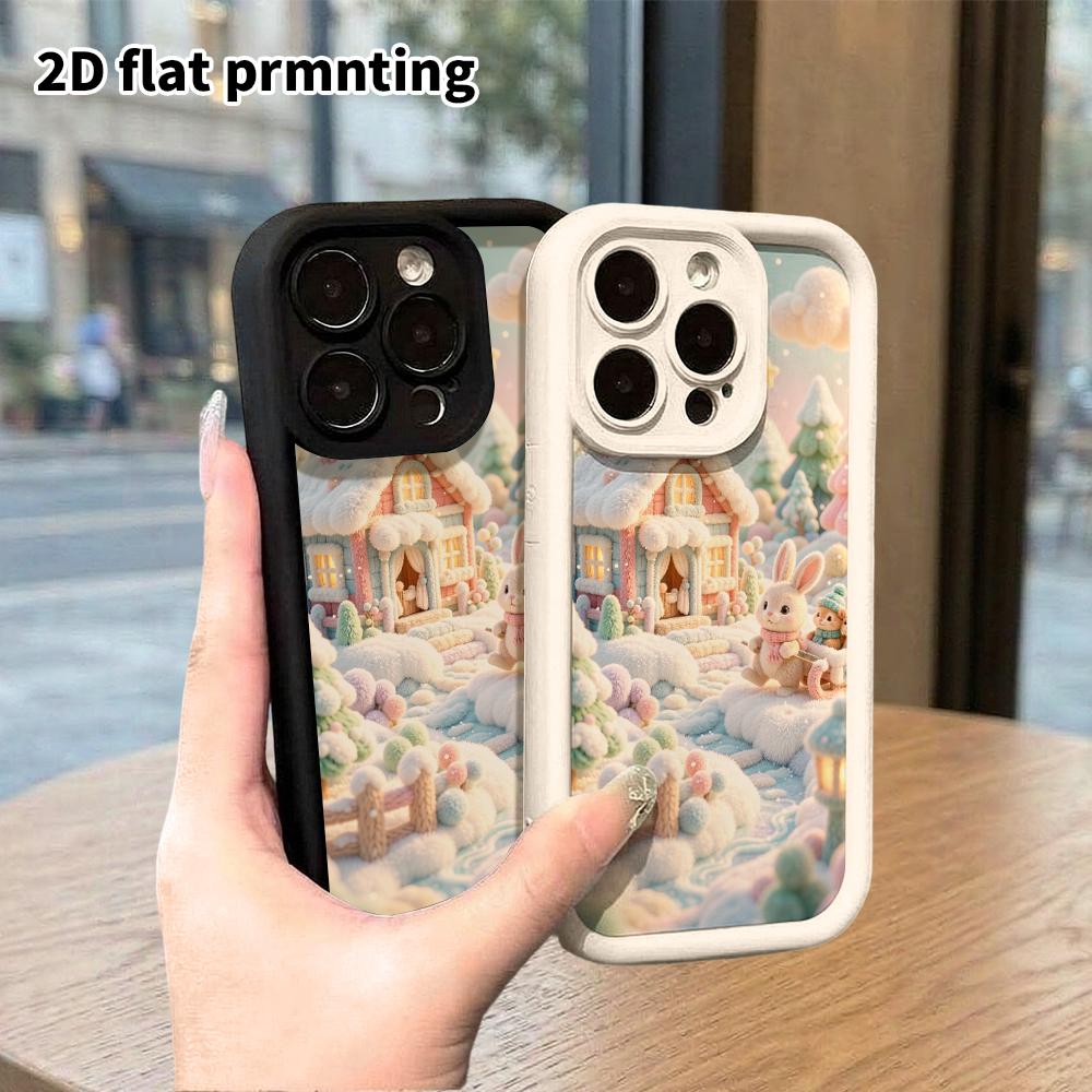 Phone Case: 2D Flat, Suitable for iPhone 18 17 16 15 14 13 12Pro Protective Case, Rabbit Sled, Perfect Christmas and Halloween Holiday Gift