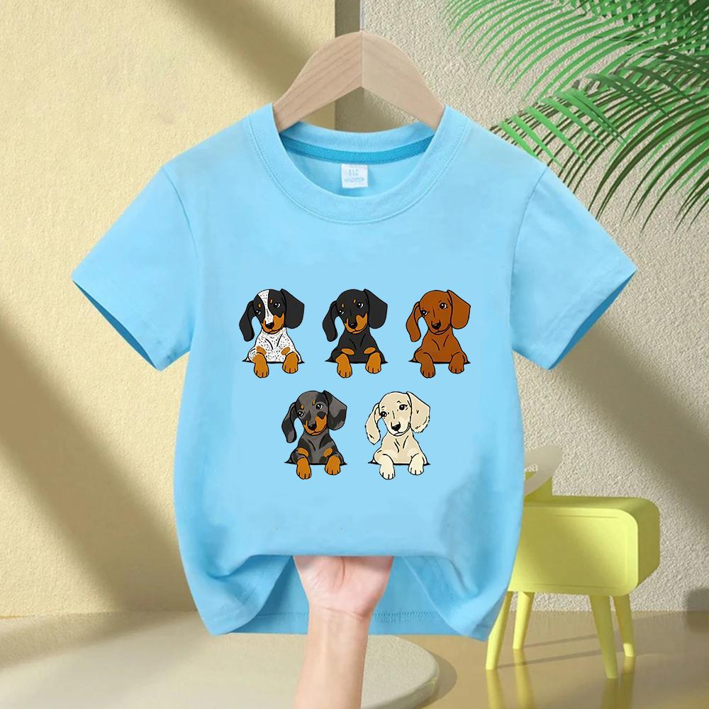 Dachshund Teckel Cute Dog Kids Tshirt Cute Printing Shirt Fashion TShirt for Casual Tops Short Sleeve