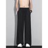 Men Summer Thin Solid Color Loose Wide Leg Straight Casual Long Pants