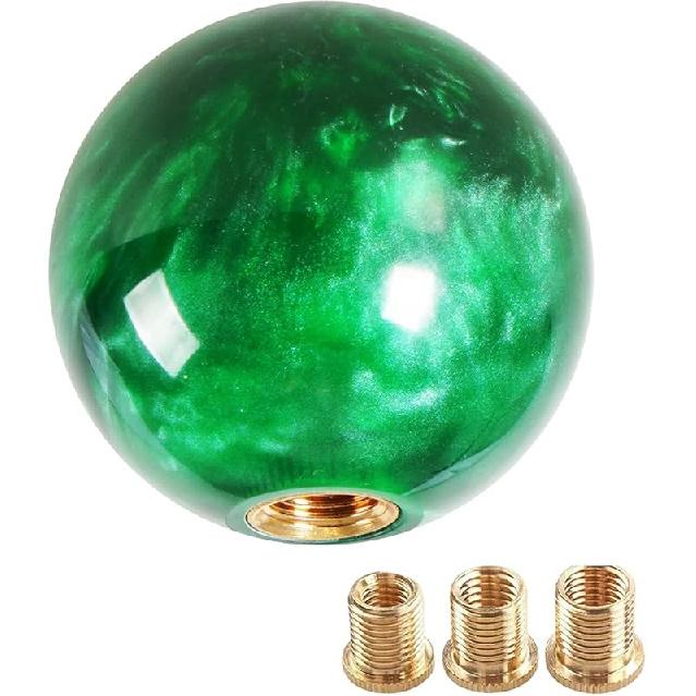 Round Ball Shift Knob Universal Gear Shift Knob 5 6 Speed For Manual Automatic Vehicles With Adapters (Pure Black)