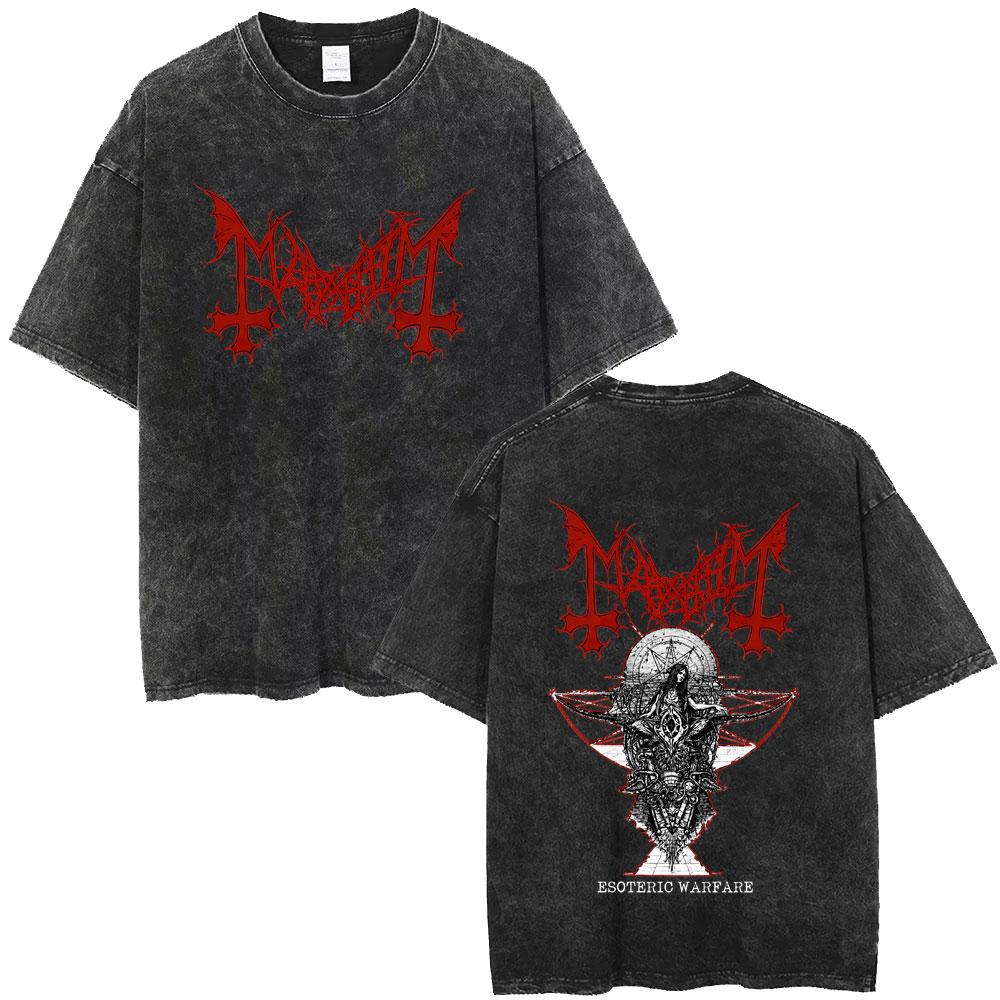 Washed Vintage Rock Band Mayhem Esoteric Warfare Graphic T-shirt Men Women Death Black Metal T Shirts Men s Gothic Punk T-shirts S разноцветный