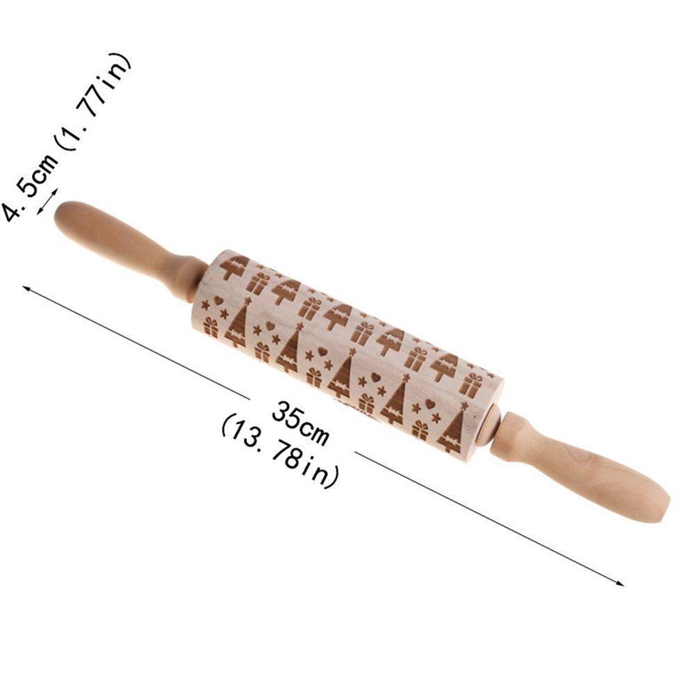 

Baking Handmade Embossed Rolling Pin Christmas Elements Pattern 3D Decorative Christmas Rolling Pin 09