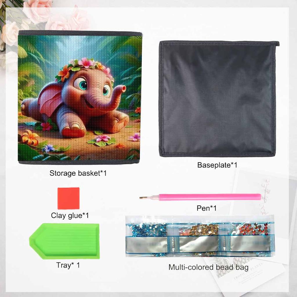 The Pink Elephant 5D Diamond Painting Storage Basket Full Round Drill Mosaic Diamond Embroidery Cross Stitch Kits Home Decor Home Decor