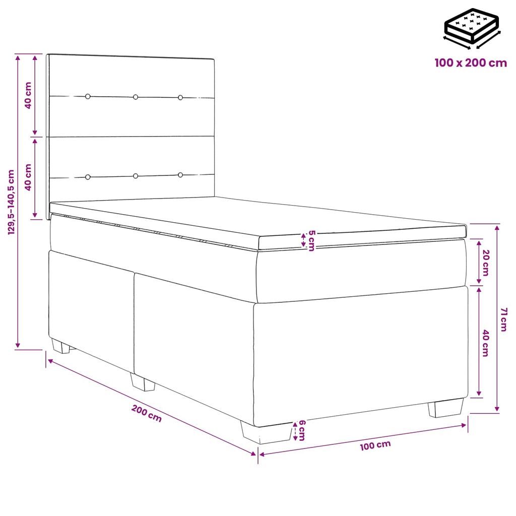 Box Spring Bed with Mattress Taupe 100 x 200 cm Fabric
