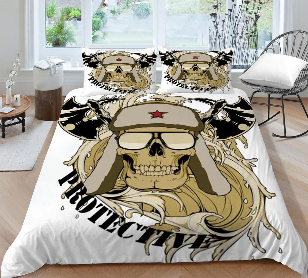 Bedding Cover Sets Skull Home Textiles Bed Quilt Cover Bedding Set 3D Duvet Cover Comfortable Bedclothes Microfiber Quilt Cover