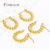 Fashion Round Twist Earrings Female 18K Gold Plated Creative Textured Circle Earrings For Women Huggie Earrings Jewelry Gifts