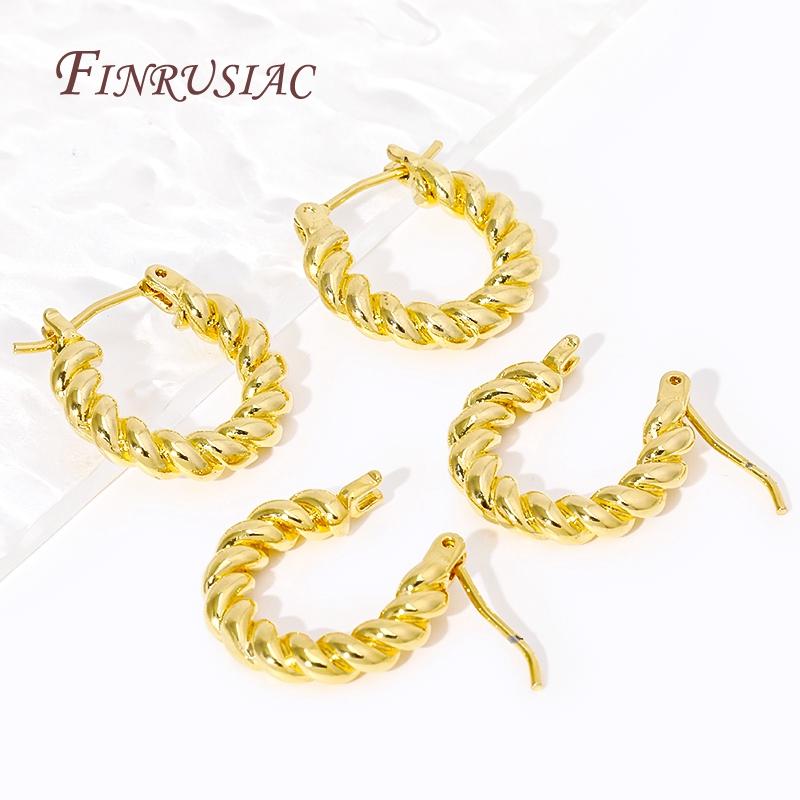 Fashion Round Twist Earrings Female 18K Gold Plated Creative Textured Circle Earrings For Women Huggie Earrings Jewelry Gifts