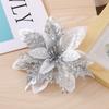 10PCS Poinsettia Christmas Flowers Decoration Artificial Glitter Christmas Tree Ornaments Xmas Party Wreath DIY Garland Decor