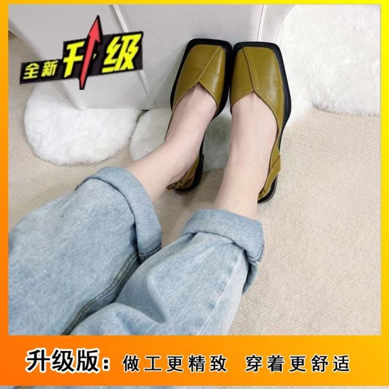 Baotou Sandalen Damen Frühling und Sommer neue Retro Flachboden eckige Zehen Einzelne Schuhe Nischen-Sandalen Tide