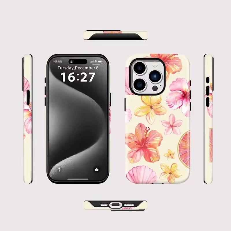For Magsafe 2 in 1 Flower Pattern Case For iPhone 17 Air 11 12 Pro 13 14 Plus 15 16 Pro Max Luxury Magnetic Shockproof Phone Cover
