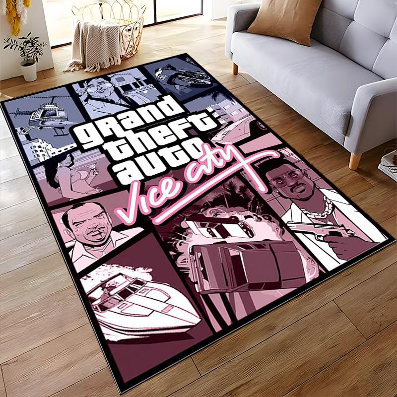 Tapis sur le thème de Grand Theft Auto Vice City Tapis antidérapant adapté aux canapés de salon et de chambre.
