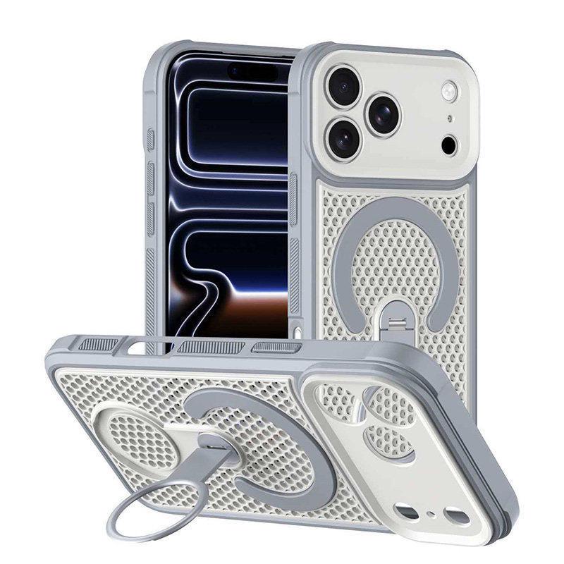 iPhone 17 Pro Max Honeycomb Heat Dissipation 360 Magnetic Bracket Case with Precision Hole Cover