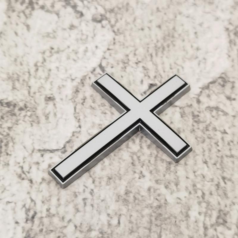 Raised Crosses Car Emblem Metal Decoration Weather Resistant Adhesive Sticker Decal for Vehicles Tailgate