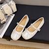 Silver Flat Ballet Single Shoes Women's New Temperament Bow Word with Mary Jane Shoes
