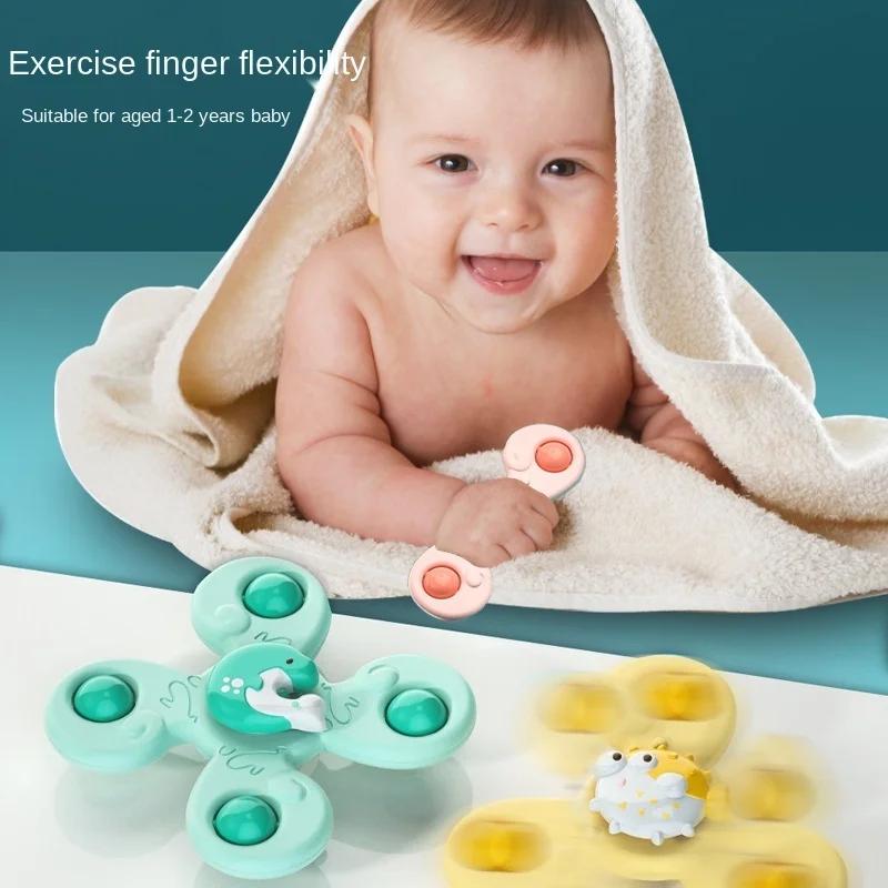 Montessoris Baby Spin Top Bath Toys For Boy Children Bathing Sucker Spinner Suction Cup Toy For Kids 2To4 Years Rattles Teether