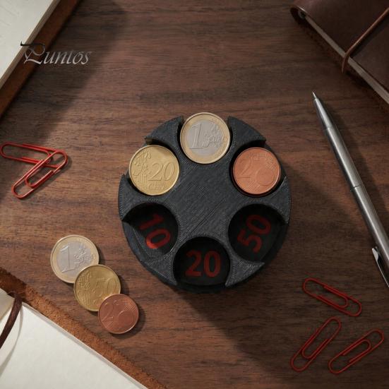 Cylindrical Coin Dispenser 3D Printed Universal Holder, Large Capacity Holder for Car, Portable Car Individual Slot Keeper Change Rotating Organizer,