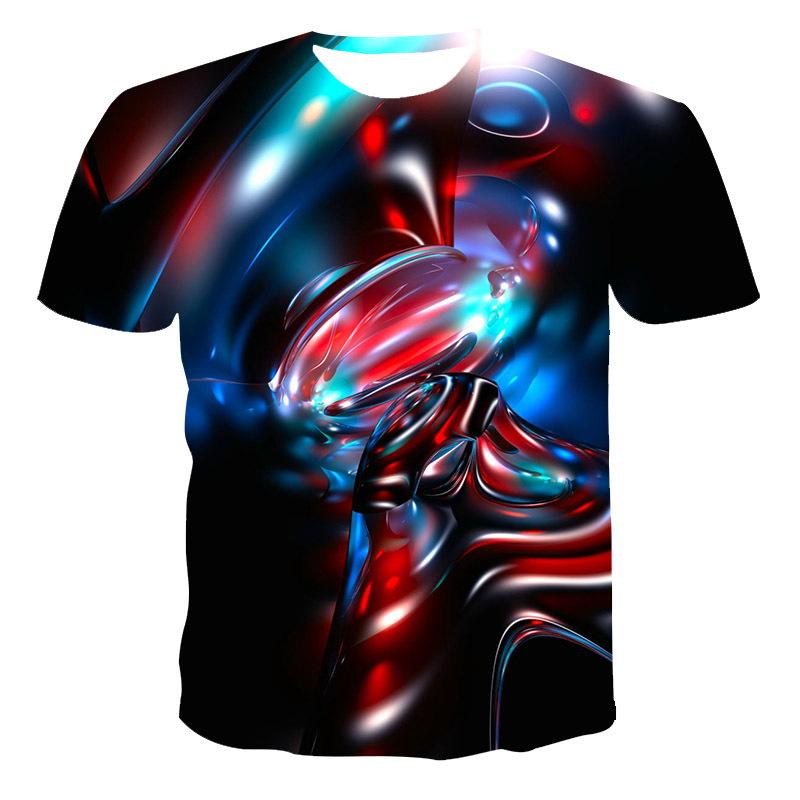 Summer Digital Printed 3D T-shirt with Round Neck Print for Men Shirt