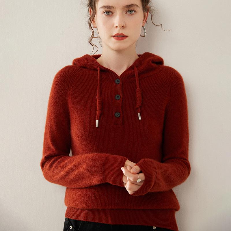 Women's Casual Cashmere Drawstring Sweater - Versatile Knitwear for Autumn and Winter