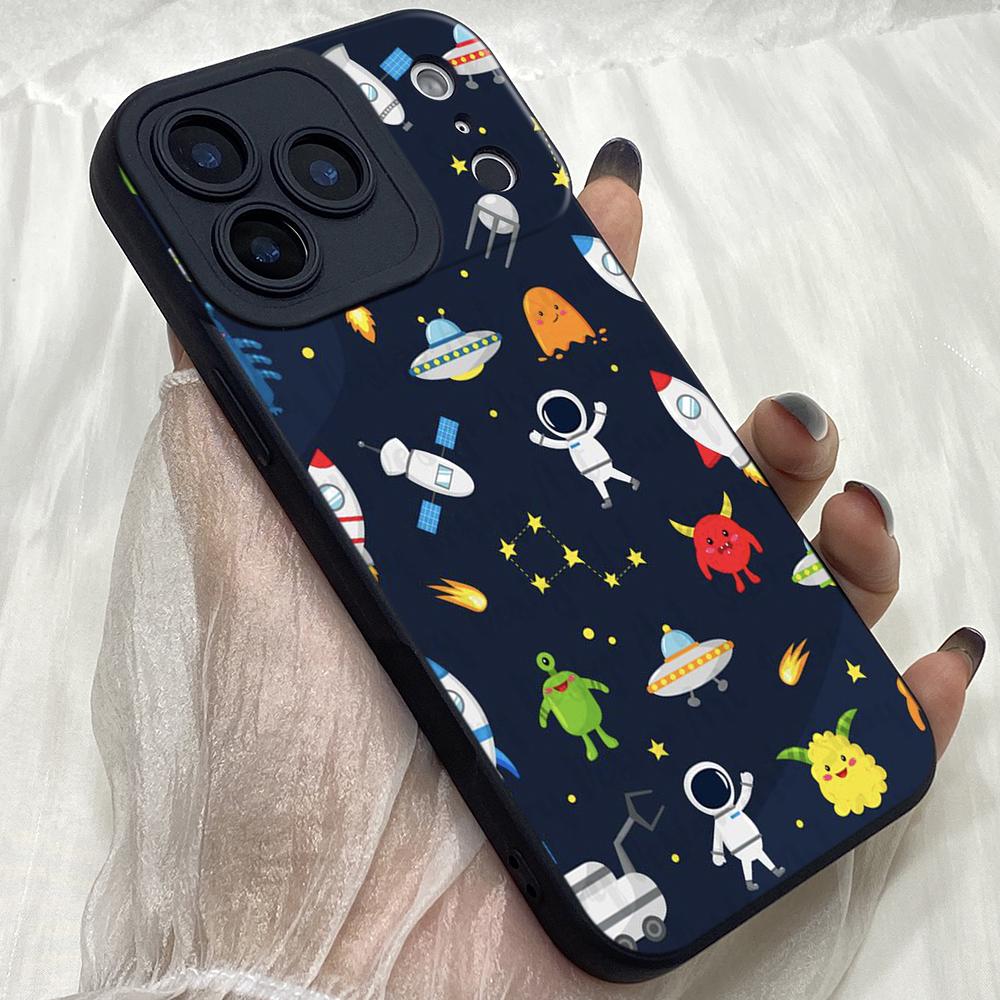 

M283 Black White Moon Stars Space Astronaut Angel Eyes Soft Phone Cases for iPhone Samsung Xiaomi Rdemi Huawei Honor Infinix Realme OPPO All Model Vivo Y400 PRO 5G чорний
