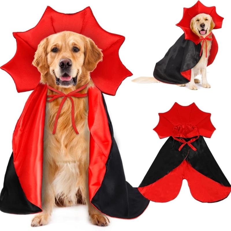 Holiday Pet Vampires Cloak Halloween Pet Costume With Adjustable Neck Tie For Small To Large Dog Festival Dressingup Capes