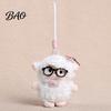 Fashionable Purse Charm Plush Sheep Doll Pendant for Bags And Keys, Soft Curly Stuffed Animal Keychain Kawaii Accessory with Bow Glasses Accessories,