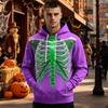 Men's Halloween Funny Skeleton Print Long Sleeve -Lined Pullover Hoodie with Pocket