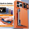Mit Kartenhalter, Schiebefach für die Kamera und Ständer für iPhone 17 Pro Handyhülle, Anti-Fall PC+TPU Wallet Case - Orange