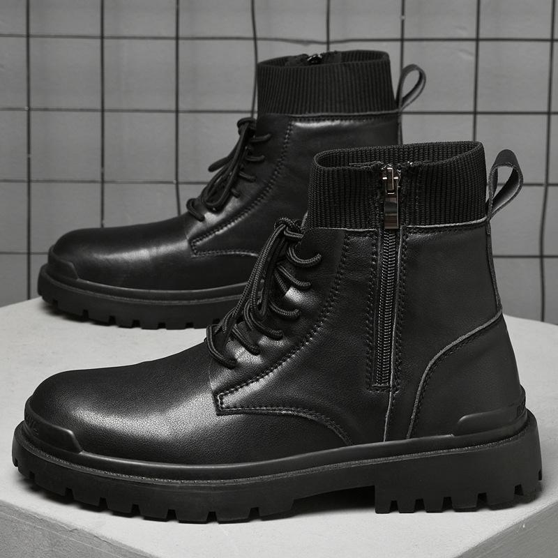 

Last order men s Martin boots high-top leather shoes platform business leather men s shoes large size 48