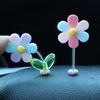 Rainbow Flower Car Ornaments Dashboard Rearview Mirror Shake Head Little Yellow Chicken Colorful Flower Decorative Accessories
