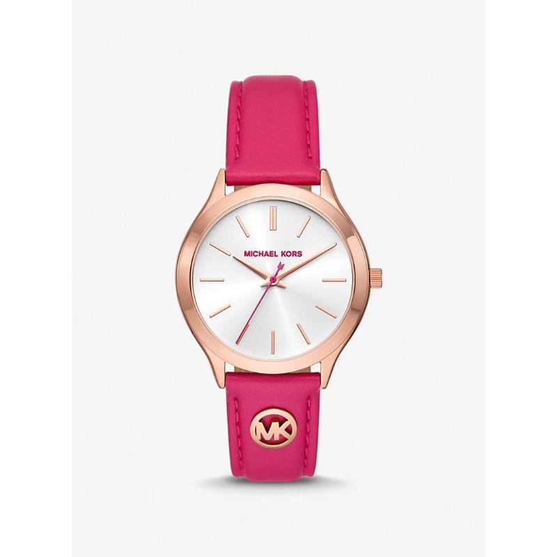 

Женские часы Michael Kors Slim Runway с розовым золотым покрытием и кожаным ремешком MK7469 вишня