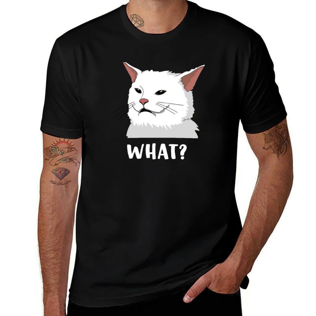 Smudge Cat What Tshirt Basic Crew Neck Short Sleeve Top