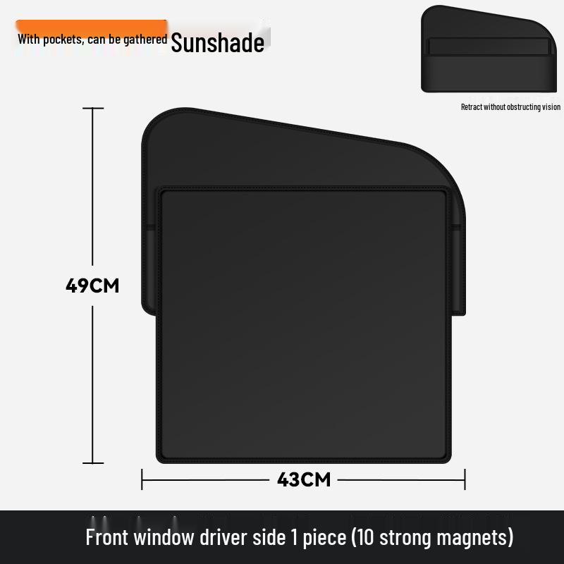 Magnetic Car Sun Shade (Full/Half Block) - Black Fabric Sun Protection, Non-Transparent Car Window Curtain