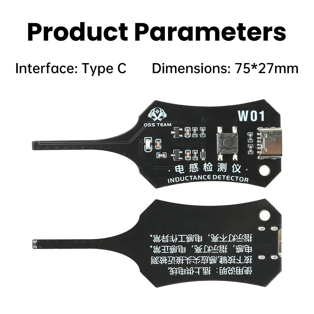 W01 Type C Inductance Tester Mainboard Coil Tester Inductance Detector Electromagnetic Induction Quick Fault Check Repair Tool