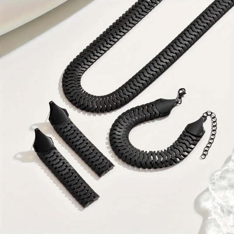 

Classic Style Necklace Bracelet Earrings Jewelry Set Combination Suitable For Daily Casual Versatile Women S Accessories Batch чорний