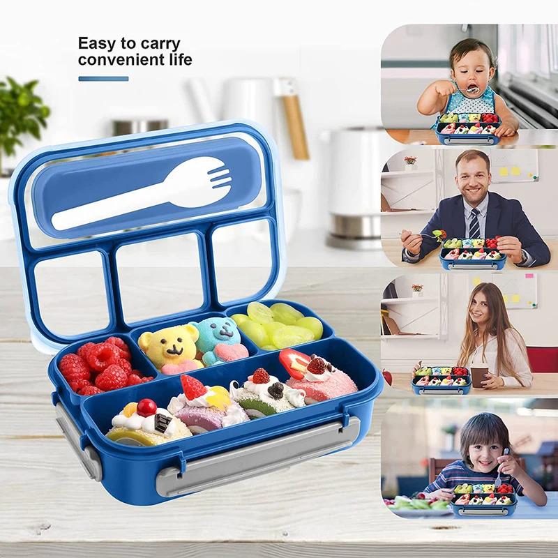 A Large Capacity Bento Box of 81 Ounces, Suitable for Adults, Children, and Toddlers, with 4 Compartments