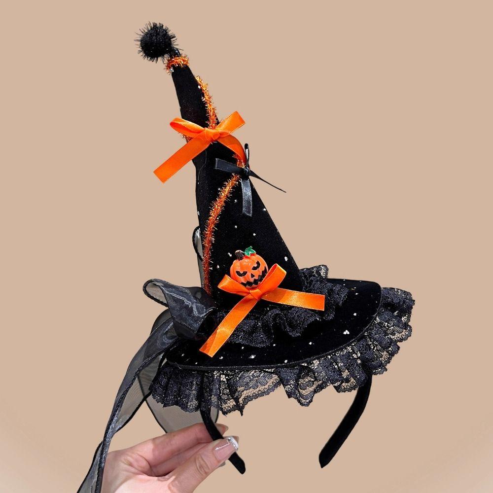 Pumpkin Halloween Party Hair Band Ghost Cone Hat Hair Hoop Cute Halloween Witch Hat Headband Girl