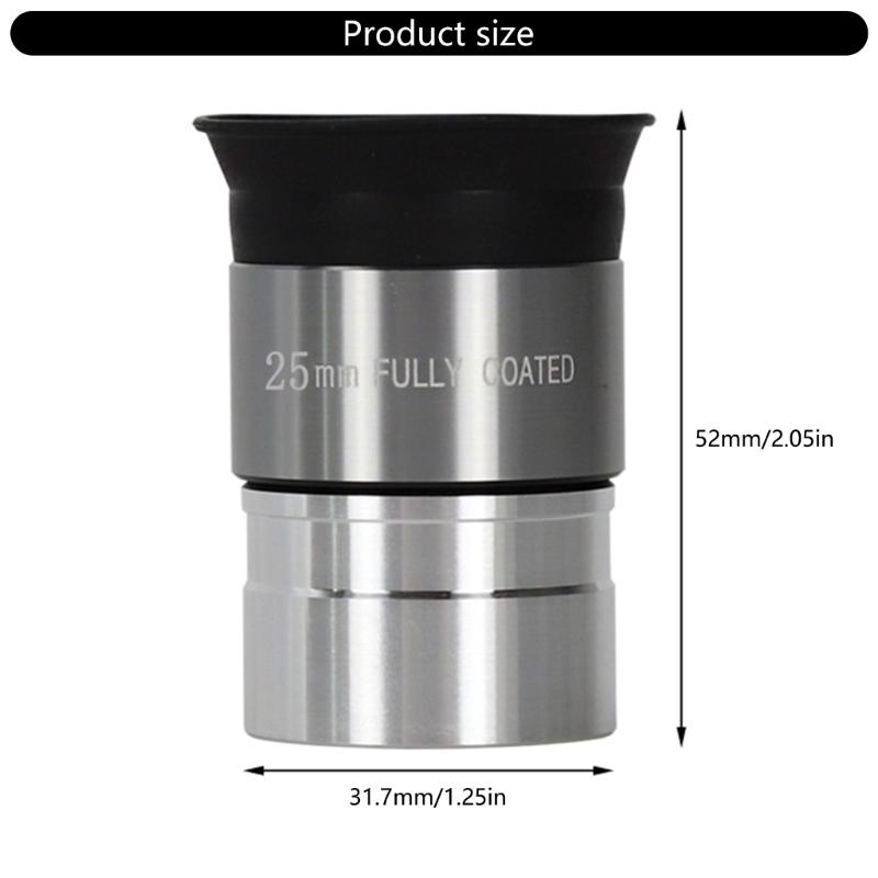 Wide Angle 25mm 1.25inch Full Metal Eyepiece for Telescopes Amateur Professional Use with Comfortable Viewing Experience