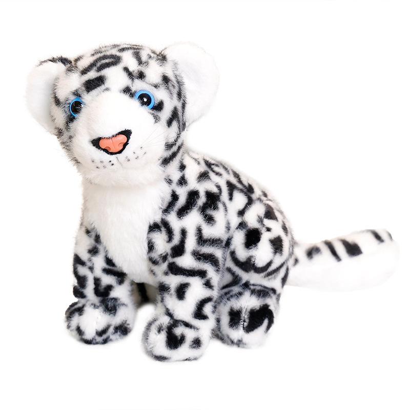 Cute simulation snow leopard doll plush toy white leopard doll children soothing rag doll birthday gift