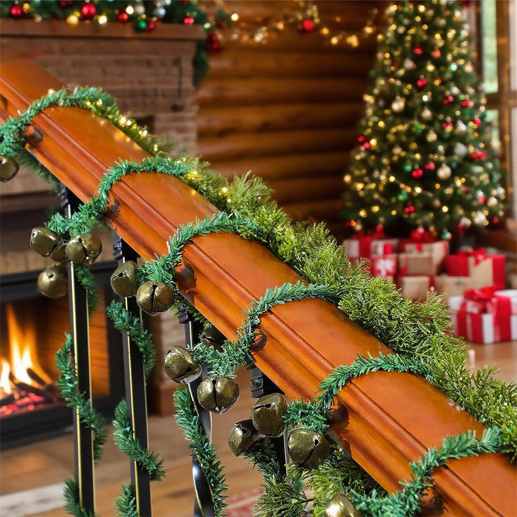 Ties For Garland 8 Piece Greenery Hooks Flexible With Bells Garland Hanger For Stairs For Christmas Tree Lights Bows Stairs