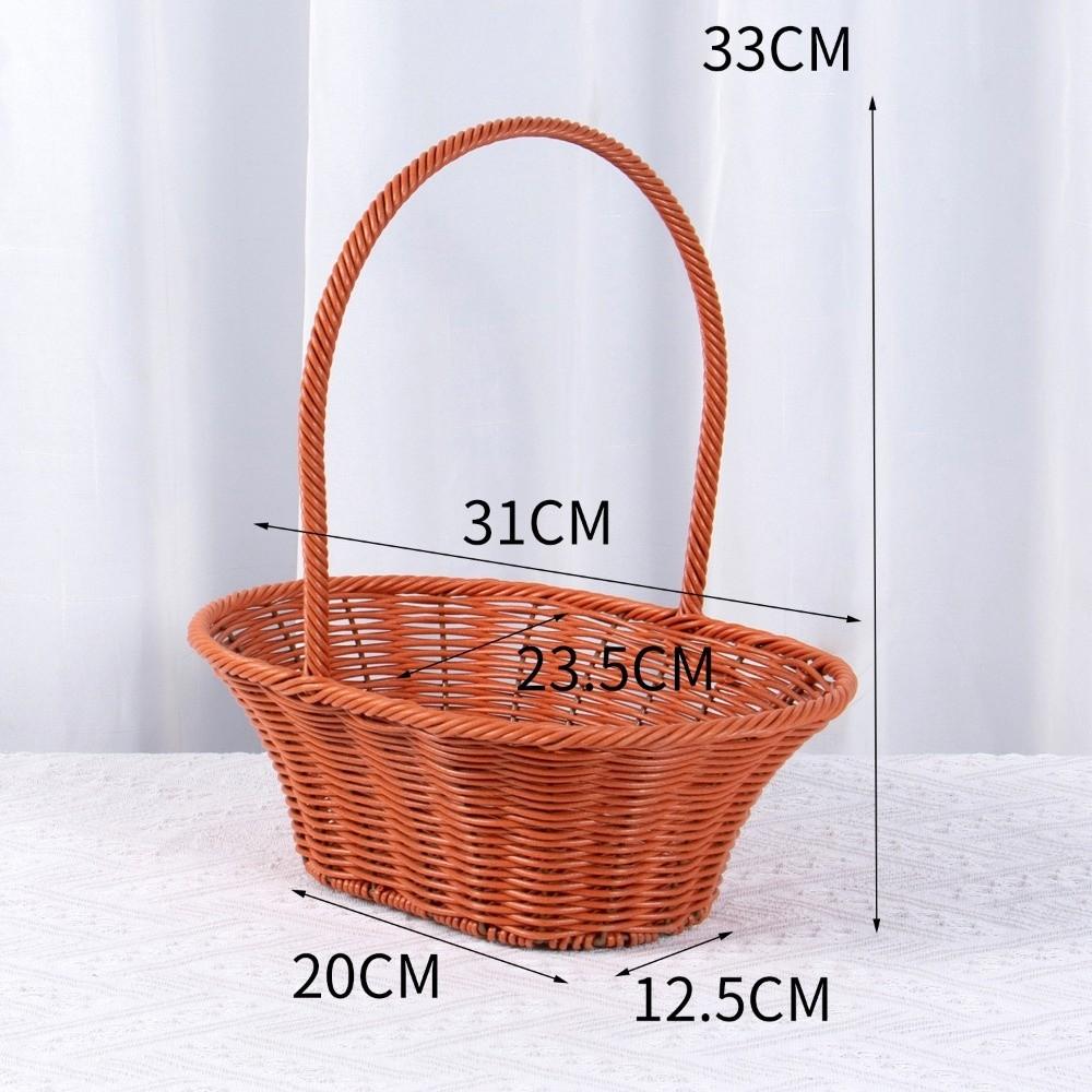 Hand-Woven Imitation Rattan Basket Willow Rattan Picnic Weaving Basket Flower Girl