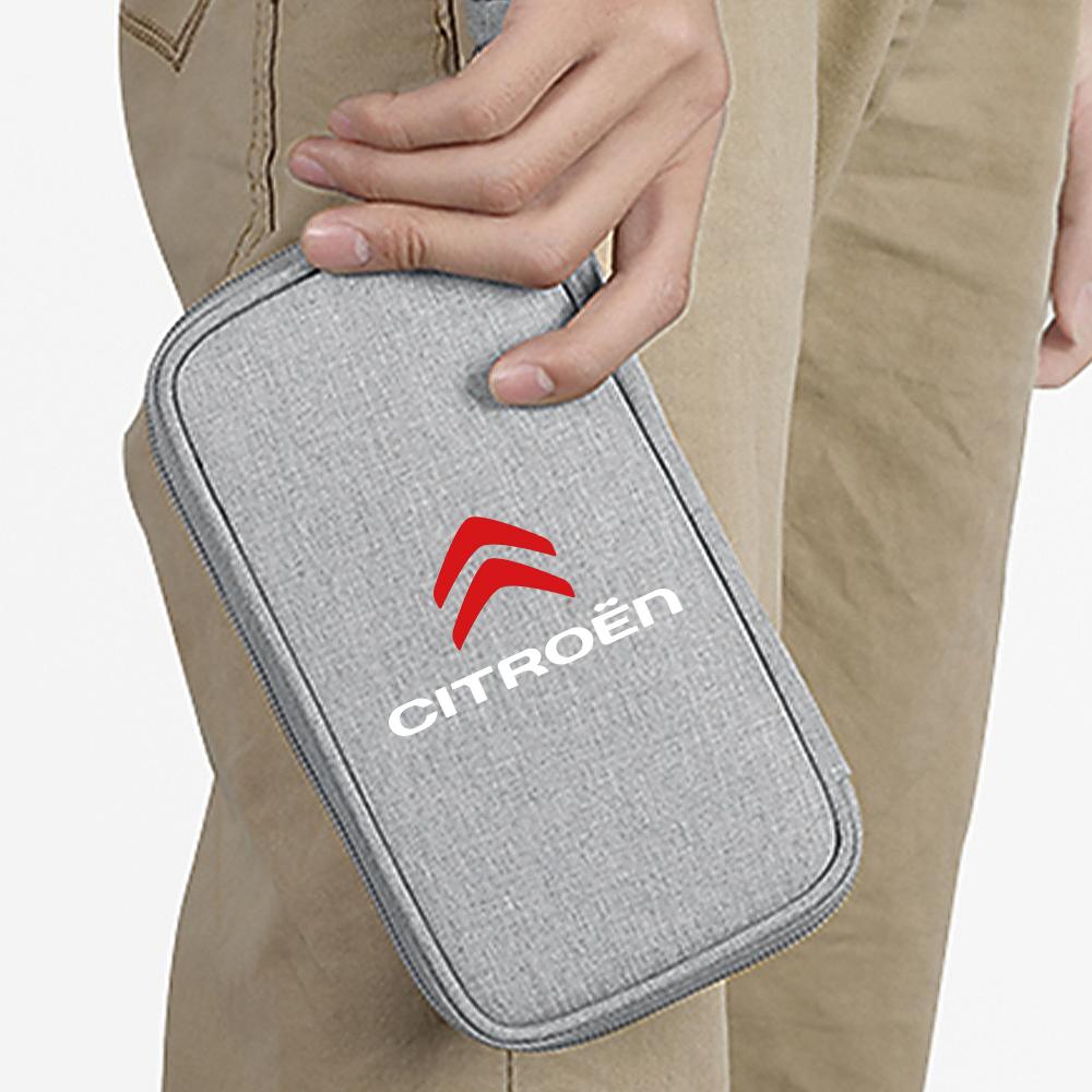 Draagbare Auto Reis Sleutel Rijbewijs Headset USB Opslagtas Waterdichte Opbergtas Voor Citroen C1 C2 C3 C4 C4L VTS C-ELYSEE