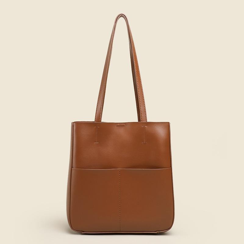 

Soft cowhide shoulder bag generation high sense niche tote underarm bag oem handbag Length 26x Width 8x Height 27cm коричневый