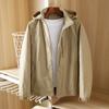 Plus Velvet Padded Warm New Jacket Long Sleeve Coat Autumn and Winter Men's Outdoor Jacket Cotton-padded Jacket with Solid Color.