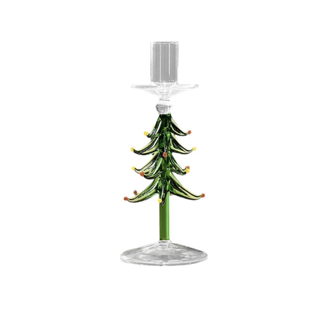 Creative Nordic Style Christmas Trees Candlestick Glass Large Pallet Candle Holder Slim Tall Foot Candle Stand Party