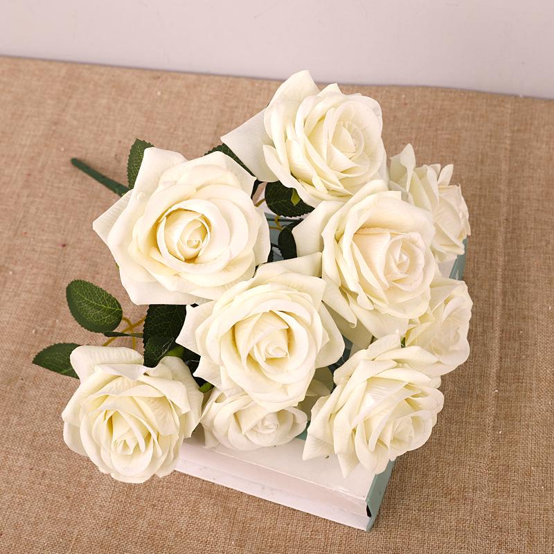 Cross Simulation 9-Head Velvet Rose Wedding & Home Decoration Artificial Flowers