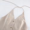 European and American khaki design women's clothing set, sleeveless waist hanging neck top, high waist hanging wide-leg pants two-piece set