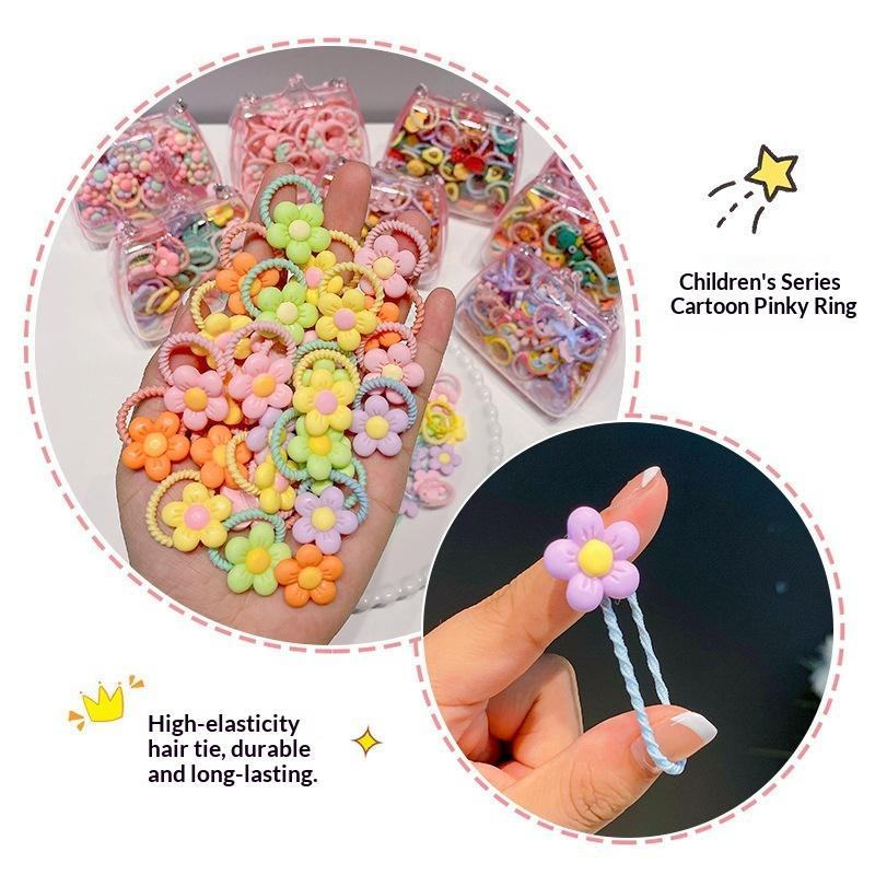 Cute Cartoon Hair Ropes Sweet High Elastic Rubber Bands Headwear With Handheld Box Bow Hair Ties For Kids