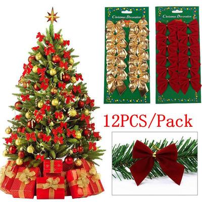 12 Adet/Paket Noel Ağacı Süsleme Mini Hediye Fiyonğu Düğün Partisi Bahçe Süsleri Ev İçin