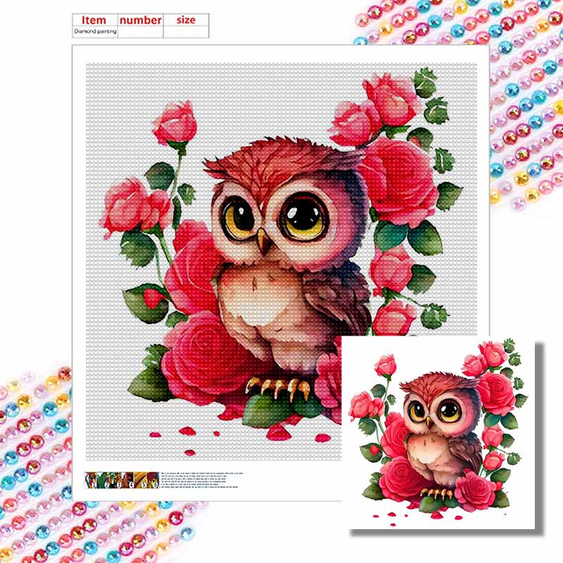 New Arrival 5D DIY Full Circle Diamond Painting "Painted Owl" Embroidery Cross Stitch Home Decor Gift