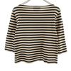 Marimekko Border Pattern 7 Minutes Sleeve Boat Neck T-shirt XS Beige Women Used